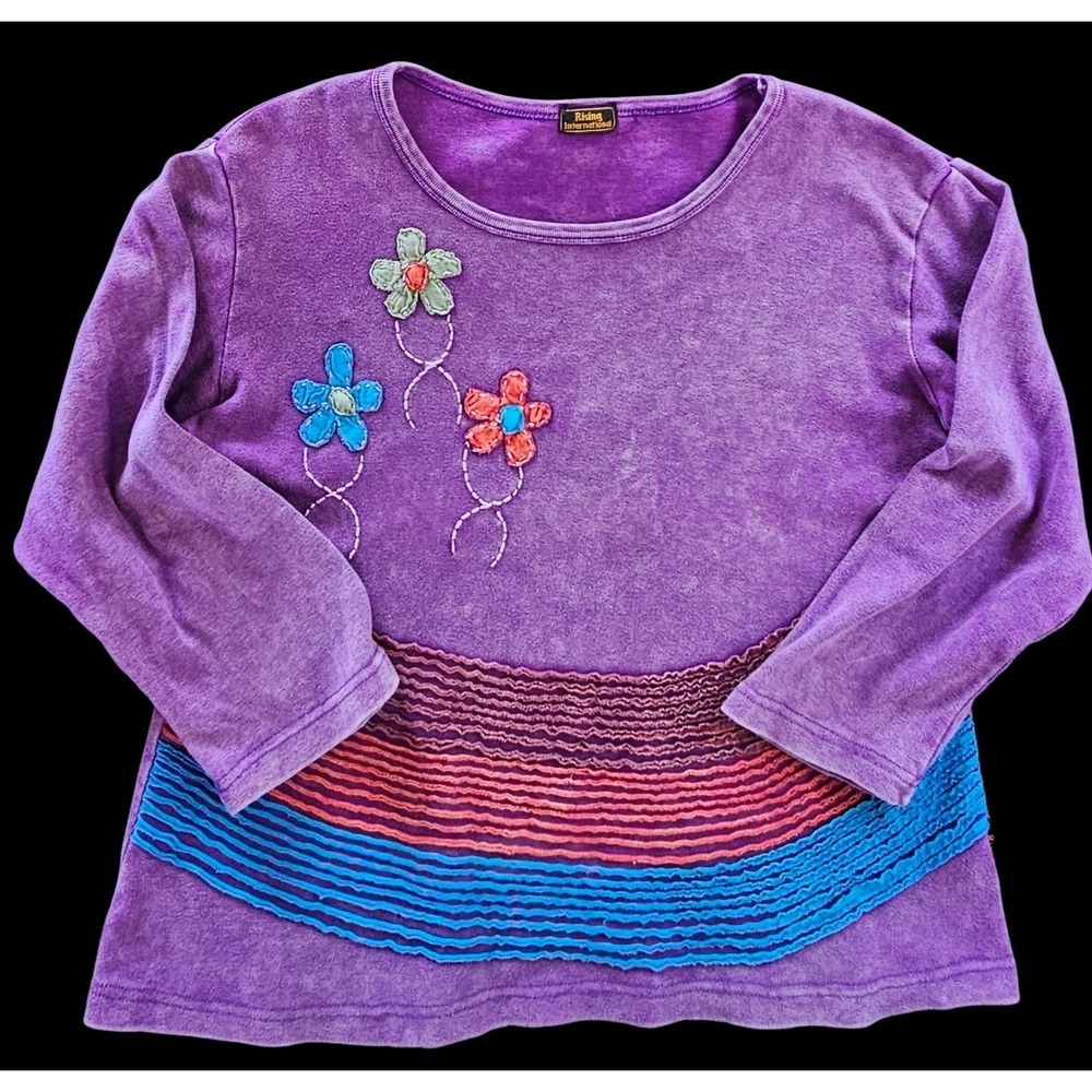 Rising International Purple Floral XXL Shirt Hippie Boho Festival Relaxed